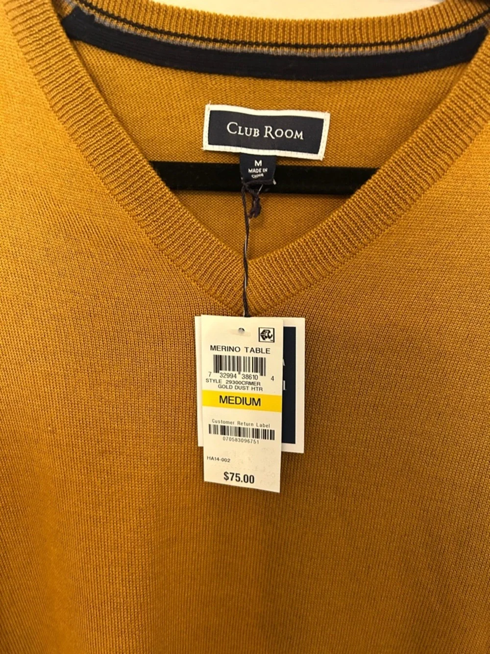 NWT Club Room Men's V-Neck Merino Wool Sweater - Picture 5 of 8